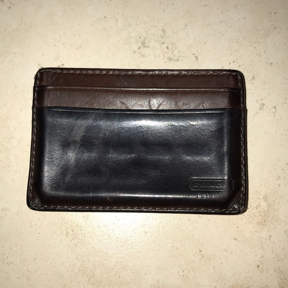 Men’s Coach brown leather money clip wallet